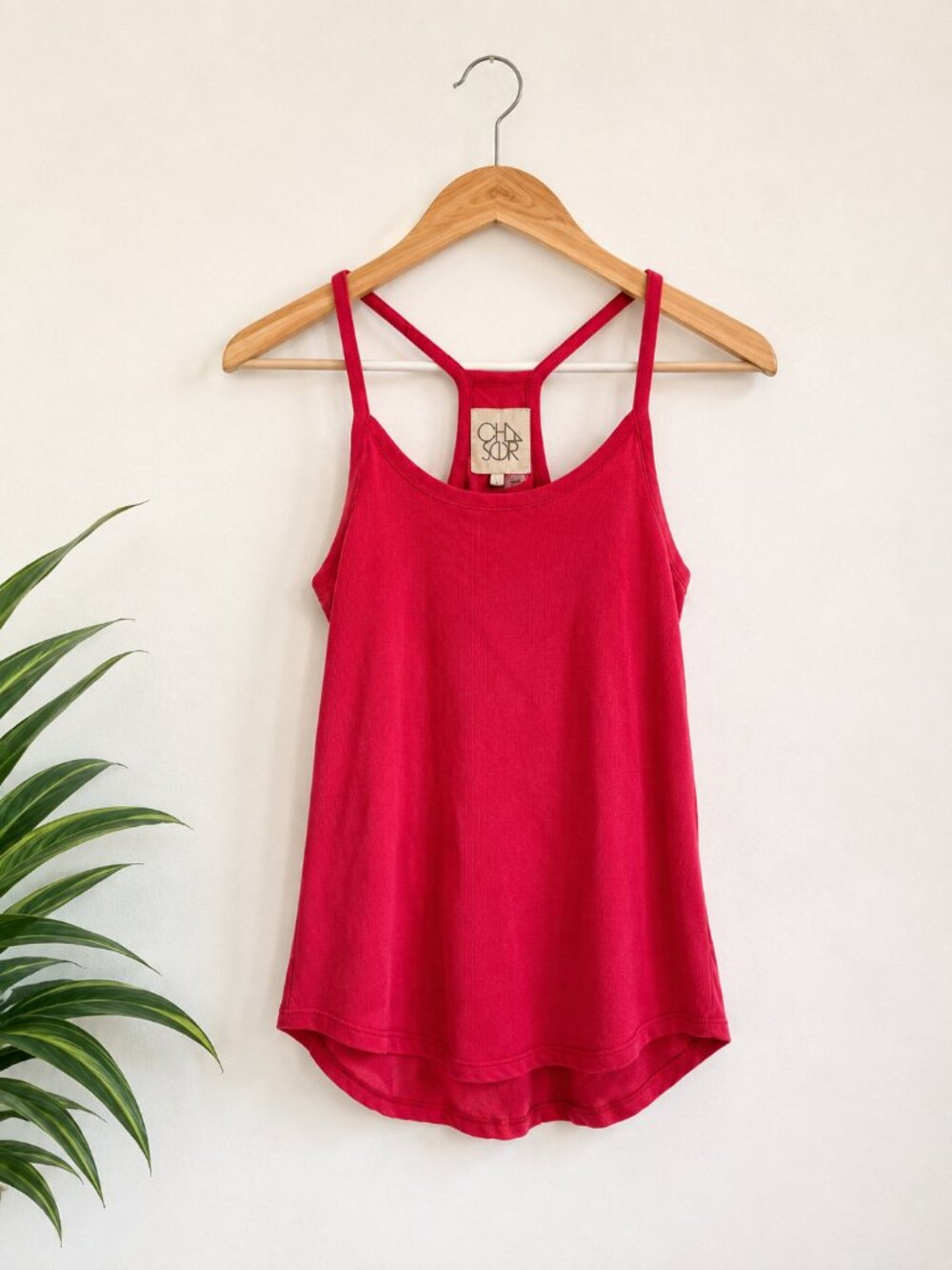 Chaser Women’s Small Red Racerback Tank Top 100% Cotton NWT